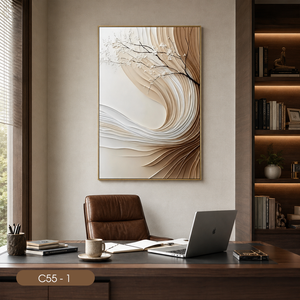 Peinture abstraite premium, art mural floral, œuvre d'art miroir, décoration moderne pour la maison, OEM ODM, fabriqué au Vietnam, marque HALO, modèle C55-1 - Product Image 4