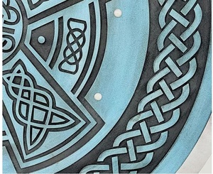 24 Inch Still Life Shield <b>Wall</b> Decal Blue Viking Norse Decor Wood Art Deco KULSOOM - Product Image 5