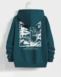 Sweat-shirt à capuche personnalisé avec motif Californie |   Pull-over surdimensionné vert foncé |   Fleece streetwear poids lourd 400 GSM - Product Image 2