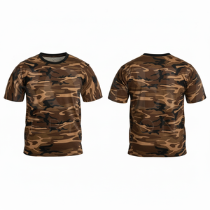 เสื้อยืดพิมพ์ลายพรางน้ำหนักเบา ระบายอากาศได้ดี แขนสั้น คอกลม สำหรับผู้ชาย เหมาะสำหรับกีฬากลางแจ้งและการฝึกซ้อม - Product Image 4