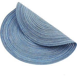 Set di 6 tovagliette rotonde intrecciate blu grigio per tavolo da cucina, tavolo da pranzo, matrimoni e feste - Product Image 5