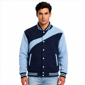 Chaqueta Letterman Azul Cielo de Último Diseño con Mangas en Contraste, Material Premium, Estilo Casual Urbano - Product Image 1
