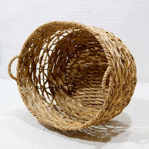 Water Hyacinth Laundry Storage <b>Basket</b> Blanket <b>Basket</b> Handwoven <b>Basket</b> Round wicker bin Open Weave <b>Hamper</b> with Handles - Product Image 3