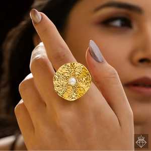 Bague en perle martelée anti-ternissement de taille réglable PRAO - Product Image 4