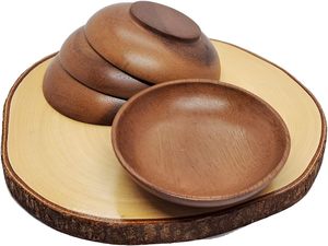 Bol en bois rond en acacia pour olives, condiments, sauces, noix, bonbons, fruits, apéritifs, collations, style calebasse, bol de service - Product Image 6