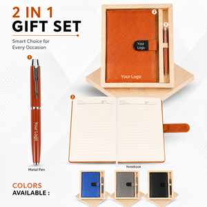 Set de Regalo de Cuaderno de Cuero Personalizado con Bolígrafo de Bambú, Caja de Regalo de Diario Empresarial Promocional para Obsequios de Oficina con Impresión - Product Image 6
