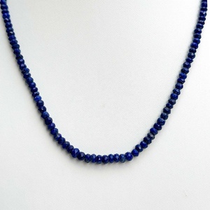 Collar de cuentas facetadas Rondelle de lapislázuli Natural de 3mm, 4mm, 5mm de calidad fina con cierre de plata de ley 925, collar de piedras preciosas - Product Image 3