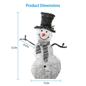 Luce di decorazione natalizia a LED pupazzo di neve 1 pz luce da giardino pieghevole per interni/esterni con mani rimovibili sciarpa a batteria - Product Image 5