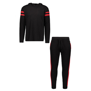 Conjunto Deportivo Unisex con Capucha Negra, Sudadera y Pantalones de Poliéster de Color Sólido, Corte Regular, Estilo Casual para Otoño - Product Image 1