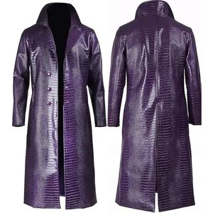 Manteau d'hiver long pour homme en cuir de crocodile véritable de haute qualité avec doublure en soie - Product Image 1