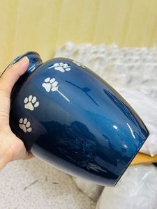 Silver European Style Pet Cremation <b>Urn</b> Paw Print Design Customizable Dogs <b>Cats</b> 200 Cubic Inch Capacity Eco-Friendly Durable - Product Image 2