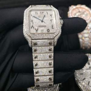 Montre de luxe personnalisable avec chiffres arabes ETA, cadran analogique, date automatique, boîtier carré, diamants Moissanite, style Hip Hop, de marque - Product Image 3