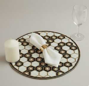 Handcrafted <b>Glass</b> Bead Eco-Friendly Floral Pattern <b>Dining</b> Placemat Designer Elegant Home Decoration Fine Quality Craftsmanship - Product Image 2