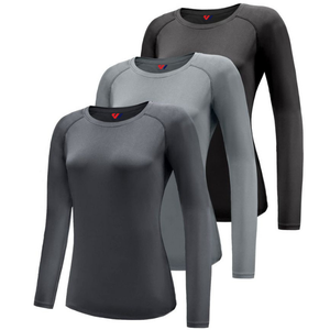 Haut de sport respirant à compression pour femme, manches longues, col rond, séchage rapide, pour yoga et course à pied, logo personnalisé OEM ODM - Product Image 3