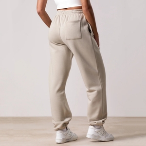 Ensemble de survêtement unisexe en coton beige à capuche, coupe ample à manches longues avec poches latérales, taille élastique, tenue décontractée pour l'automne - Product Image 4
