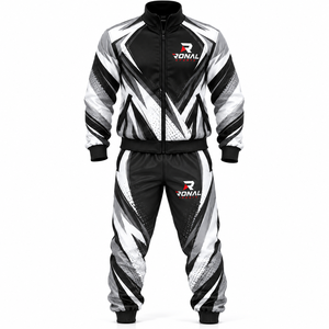 Survêtements de sport personnalisés avec logo, ensembles de deux pièces pour hommes, veste zippée et pantalon de jogging pour hommes - Product Image 1