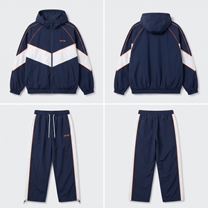 Custom Adult Windbreaker Tracksuit Set Hooded <b>Nylon</b> <b>Jogger</b> Pants Wholesale - Product Image 2
