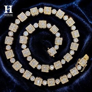Collier à maillons pour homme en argent sterling 925 doré, style Hip Hop, avec chaîne à grappes carrées et diamants de laboratoire taille baguette géométrique, vente en gros - Product Image 5