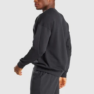 Sweat-shirt à col rond OEM ODM en coton molletonné uni à manches longues, fabricant de vêtements personnalisés en gros - Product Image 3