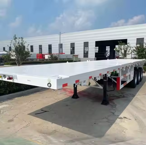 Hot Selling Customized Flatbed Trailer Heavy Duty Cargo <b>Transport</b> Semi Trailer with 3 Axles and High Load Capacity Design - Product Image 1