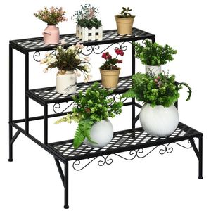 Supporto per Piante Decorativo in Metallo a 3 Livelli per Arredamento da Giardino - Product Image 1