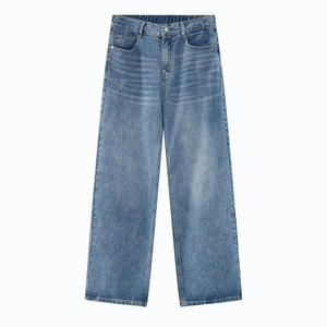 Custom <b>Men</b> Outfit Baggy Fit Dark Blue <b>Jeans</b> Pants Wholesale Custom Washed <b>Jeans</b> for <b>Men</b> Street Wear Hip Hop Raw Hem <b>Jeans</b> Baggy - Product Image 3
