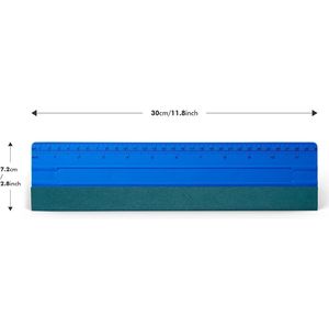 Righello in vinile PP rigido blu da 12 pollici (30 cm) universale con raschietto a 4 angoli per installazione pellicole oscuranti vetri auto - Product Image 6