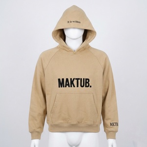 Sweat à capuche bleu clair pour homme Maktub, manches raglan, coton French Terry, style décontracté, automne, avec poche et logo imprimé sur le devant - Product Image 3