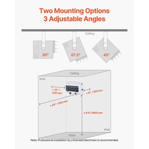 Riscaldatore Elettrico da Garage da 5000 Watt, Montaggio a Soffitto, con 2 Impostazioni, Protezione dal Surriscaldamento e Bassa Rumorosità CR - Product Image 5