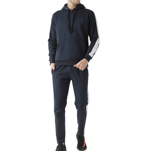 Men's Navy Blue Hooded <b>Tracksuit</b> Full Sleeve Solid Color Casual Sweatshirt With Side Pockets Breathable Regular Fit Autumn Wear - Product Image 4