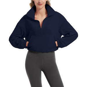 Quarter Zip Workout Pullover for Women Sweatshirt for <b>Night</b> Running Athletic Top Long Sleeve Gym Sweatshirt with Zipper - Product Image 3