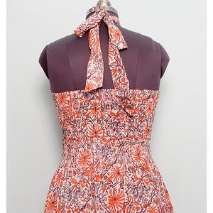 Vestido midi con estampado floral para mujer, cuello alto, corte en A, sin mangas, 100% algodón, vestido informal de verano, transpirable. - Product Image 5