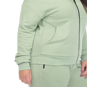 Conjunto Deportivo Unisex de Otoño Invierno, Talla Grande, Estampado Sólido, Forro Polar 100% Algodón, Cortavientos, Transpirable, Manga Larga, Cierre de Cremallera, Dos Piezas - Product Image 5