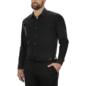 Chemise homme en polyester/coton respirante, infroissable, écologique, séchage rapide, manches longues, col montant à bouton unique, haute qualité 180g, printemps - Product Image 1
