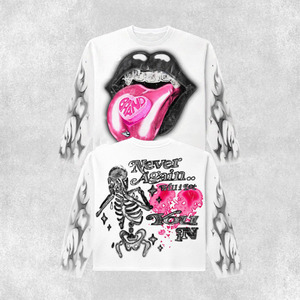 T-shirt à manches longues en coton 220 GSM de haute qualité, blanc, avec impression graphique audacieuse, logo personnalisé sérigraphié DTG, 100% coton, coupe ample pour homme - Product Image 1