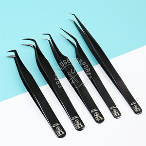Professional Fiber Tip Lash Tweezers 90° Black Curved Hook Tip Eyelash Extension Tweezer Sustainable <b>Precision</b> <b>Tool</b> - Product Image 5