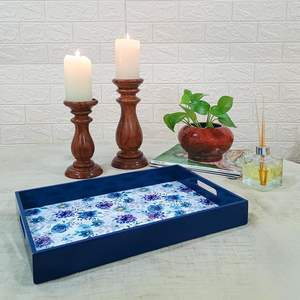 Plateau de service en bois artisanal et élégant pour les collations, le thé, la cuisine et la salle à manger, plateau de service décoratif pour desserts, disponible au meilleur prix - Product Image 6