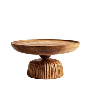 Base de diseño minimalista en madera de acacia con acabado natural, ideal para exhibir cupcakes, pasteles, galletas. - Product Image 3