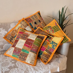 Taies d'oreiller carrées en patchwork faites à la main, 100% coton, style bohème vintage, personnalisables, fermeture enveloppe pour la décoration de la maison et des hôtels - Product Image 2