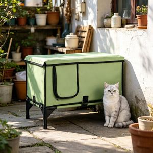 Cuccia Riscaldata Moderna per Gatti da Interno ed Esterno, Villa per Animali Domestici Rettangolare con Motivo Solido, Forniture Alla Moda ed Eleganti per Piccoli Animali - Product Image 1