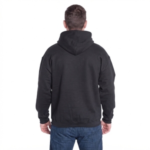 Sudadera con Capucha Unisex Negra para Invierno, Impresión Digital, Color Liso, Cordón Ajustable en la Capucha, Bolsillo Delantero, Manga Larga, Ropa Casual - Product Image 2