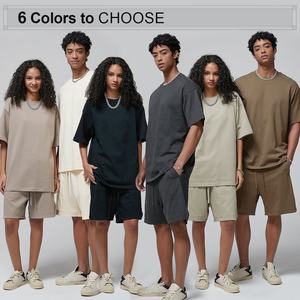 Ensemble deux pièces décontracté pour hommes, t-shirt et short, léger, respirant, streetwear, vêtements de détente - Product Image 1