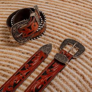 Ceinture en cuir de haute qualité Western Cowboy sur mesure avec fabricant de conception cousue à la main et usinée à la main - Product Image 1