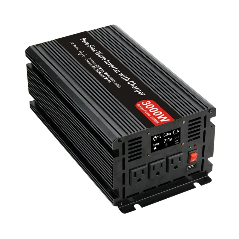 Inverter di potenza psw da 3000 watt inverter di potenza con funzione ups con caricabatterie integrato