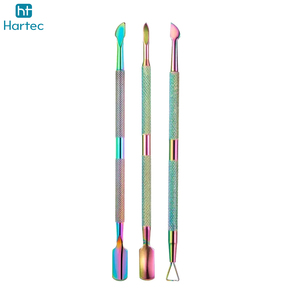 High-Quality Newest Complete <b>Nail</b> Art Grooming Set Professional Grade Cuticle Pushers and Scrapers Rainbow Titanium Coating - Product Image 2