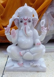 White Makrana Marble Ganesh Statue - Product Image 5