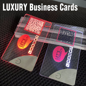 บัตรแม่เหล็กอะคริลิคแบบกำหนดเอง ไฟ LED โปร่งใส พร้อม NFC และ QR Code หรูหรา ผลิตตามสั่งจากโรงงาน ขายส่ง MOQ ต่ำ พิมพ์ UV เคลือบฟิล์ม - Product Image 1