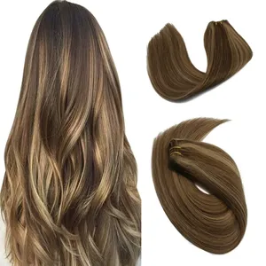 Extensiones de Cabello Humano Indio Liso Marrón Miel, Doble Trama, con Clip, Set Completo para Cabeza, Cabello Remy 100% Densidad, Base de Seda - Product Image 5