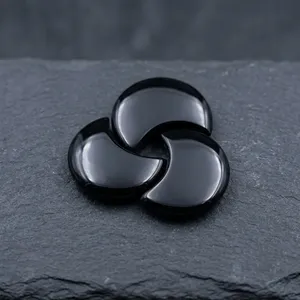 พลอยออนิกซ์สีดำธรรมชาติทรงหลวมแบบคาโบชอง - Product Image 4