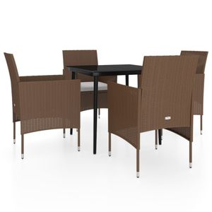 Set da Pranzo da Giardino in Rattan Marrone per 4 Persone, Resistente alle Intemperie, Design Contemporaneo con Struttura in Metallo - Product Image 2